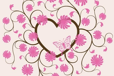 Free Vector Valentine Day Butterfly Fly On Floral Love Heart Plant ...