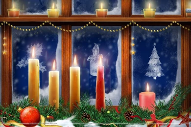 Candle Lighted At Christmas Day Wallpapers