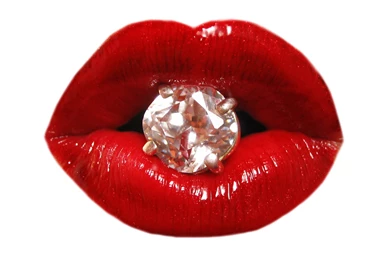 A Diamond Between Sexy Red Lips