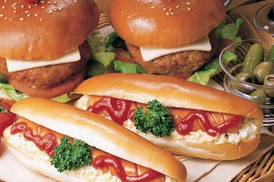 Download Wallpapers 2560x1024 Hamburger, Hot Dogs In Dough ...