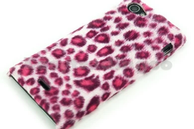 Pink Furry Leopard Cover Case Sony Xperia J ST26I