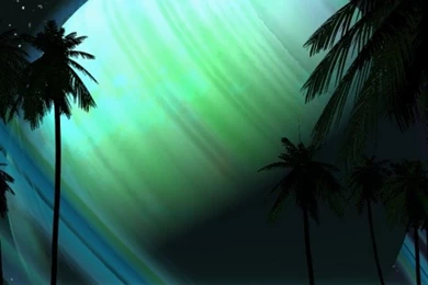 Download Wallpapers 540x960 Saturn, Palm Trees, Water, Darkness ...