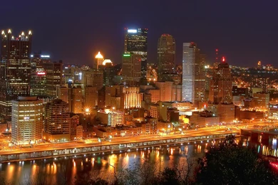 Download Wallpapers Skyscrapers Of Night Pittsburgh, Pennsylvania ...