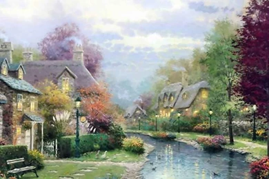 Thomas Kinkade Lamplight Brooke Wallpapers 1920x1200 ...