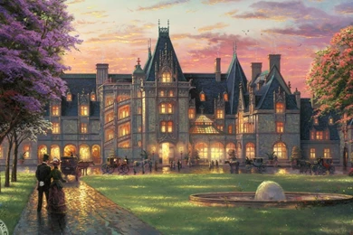 1920x1080 Biltmore, Painting, Retro, North Carolina, Elegant ...