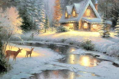 Thomas Kinkade Deer Creek Cottage Wallpapers 1920x1440 ...