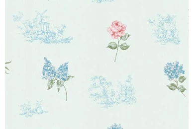 Brewster Home Fashions Light Blue Floral Toile Wallpapers ...
