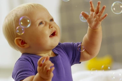 Download Wallpapers 2560x1440 Baby, Bubbles, Play, Cute, Knowledge ...