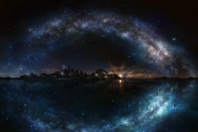 Download Wallpapers 2560x1440 Night, Starry Sky, Shine, Water ...