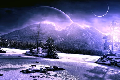 Scenery Winter Planet Mountains Snow Nature Fantasy Mood Wallpapers ...