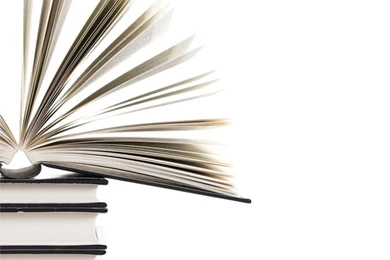 Pile of books with one book open on white backgrounds wallpapers ...