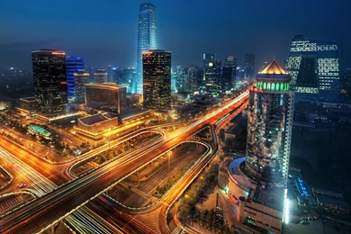 Night Lights Of The Skyscrapers Wallpapers