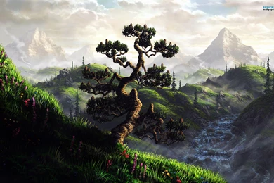 Painted Mountain Landscape Wallpapers   Fantasy Wallpapers