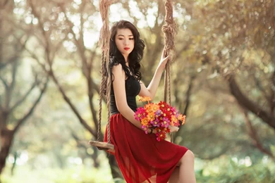 Beautiful Girl With Flowers HD Wallpapers