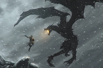 Skyrim Flame Dragon Desktop Backgrounds HD 1920x1080