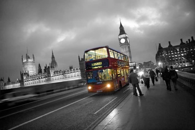 London Bus Black And White Photography With Color