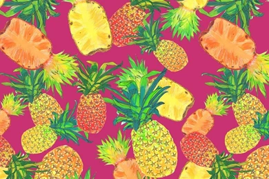 Wallpaper, Pineapple Illustration, Pink, Tropical,