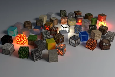 Cubes On A Gray Surface In The Style Of Minecraft Wallpapers And ...