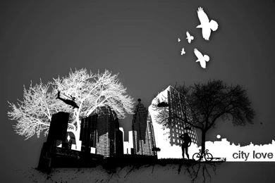 Wallpapers Black And White Landscape Free City Love Birds In The ...