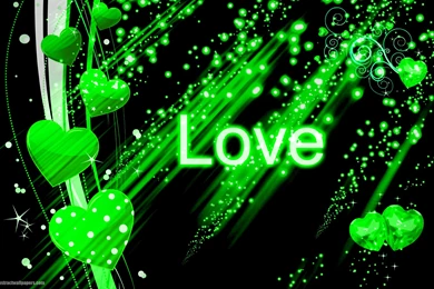Black Abstract Wallpapers With Green Love Hearts
