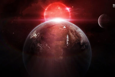 Red Light Behind The Planet Wallpapers   Space Wallpapers