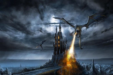 Dragon Castle, Fantasy, Attack, Artwork, Fire, 1920x1080 HD ...