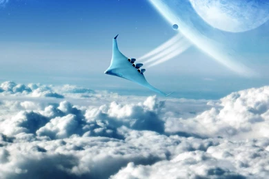 Spaceship Above The Clouds Wallpapers   Fantasy Wallpapers