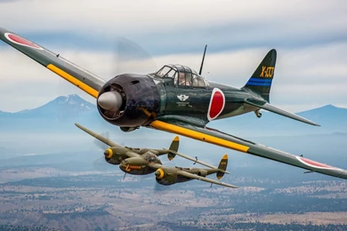 Mitsubishi A6M Zero And P 38 Lightning Wallpapers   1920x1080   824358