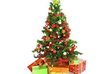 Download Christmas Tree With Presents Underneath On A White ...
