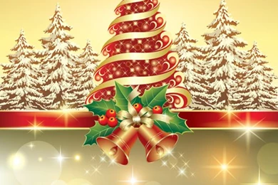 Shiny Christmas Tree And Bells Vector Backgrounds   Vector ...