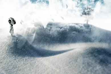 Art Umbrella Girl Winter Snow Mood Surreal Storm Wallpapers ...