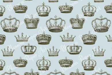 Light Blue Queen King Crowns Vintage Digital By Blossompaperart