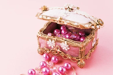 Box Pink Chest Beads Yarn Jewelry Bokeh Wallpapers