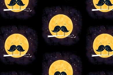 Cute Mustache Bird Moon iPhone Wallpapers   Cute Wallpapers