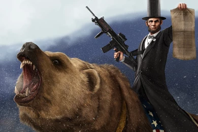 Abraham Lincoln Riding A Grizzly Holding An M 16 Wallpapers ...