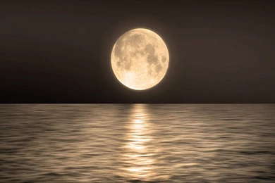 Full Moon Over Ocean At Night Wallpapers