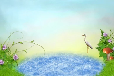 Nature 3d Art Flowers Spring Birds Free Desktop Backgrounds And ...