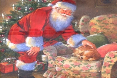 Santa And A Puppy   Christmas Wallpapers (9141800)   Fanpop