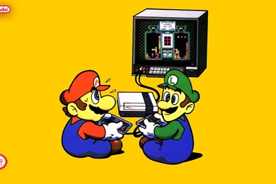 Mario And Luigi Playing Tetris Wallpapers