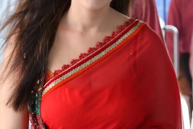 Tamil Actress Hansika Latest Red Saree Stills