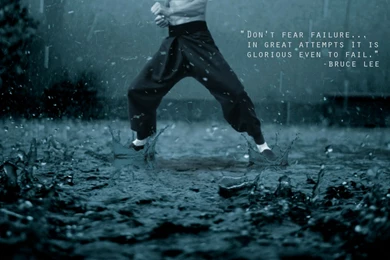 Bruce Lee Karate Don't Fear Failure Rain Wet Cover Photo Wallpapers ...