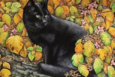 Cats: Irina Garmashova Autumn Cat Painting Art Cool Wallpapers For ...