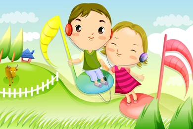 Girls Boys Cartoon With Rose Pics