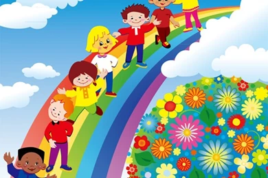 Kids In The Clouds Rainbow Backgrounds   Backgrounds Free Download