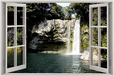 Huge 3D Window Waterfall View Wall Stickers Film Mural Art Decal ...