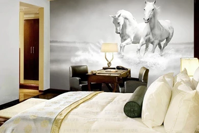 Custom Photo Wallpapers Roll White Horse Large Mural Continental ...