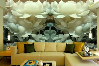 Custom 3d Mural Wallpapers Chinese Jade Lotus 3D TV Backgrounds ...