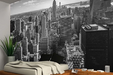 New York Manhattan Murals, Skyline And Brooklyn Bridge Cityscape ...