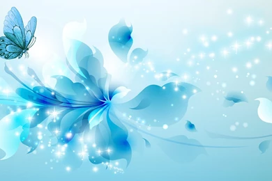 Aqua Flower Butterfly Abstract   (