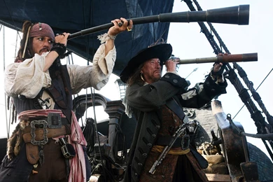 Captain Hector Barbossa Captain Jack Sparrow Geoffrey Rush Johnny ...